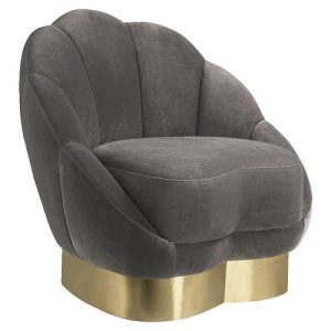 Fauteuil Blax - Bruin/Grijs Velours