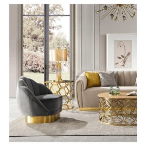 Alternative view of Fauteuil Blax - Bruin/Grijs Velours