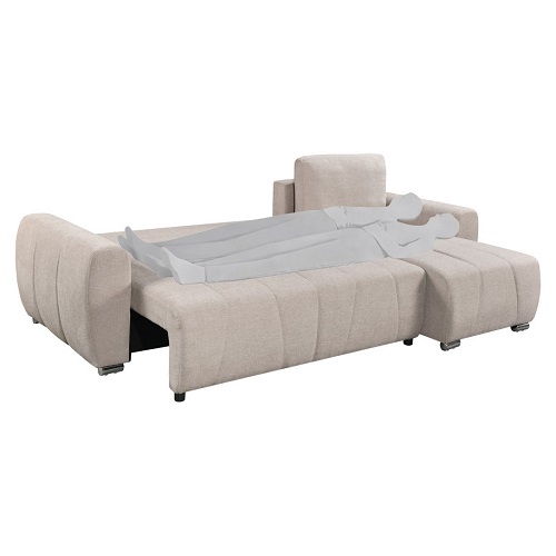 (Slaap)Bank + Chaise Longue Morgan - Taupe - Afbeelding 4