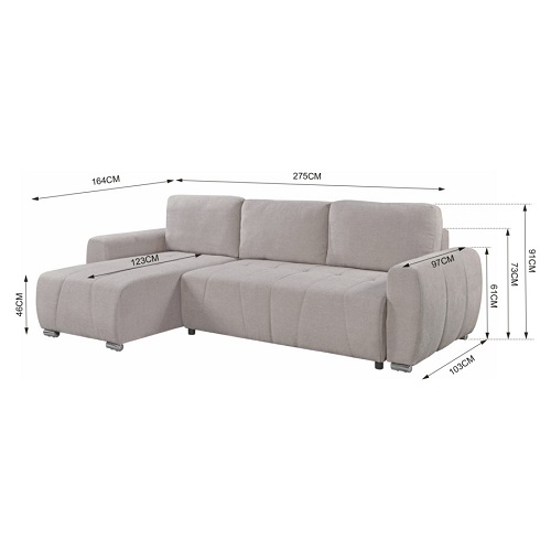 (Slaap)Bank + Chaise Longue Morgan - Taupe - Afbeelding 5