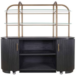 Wandkast Salerno - Zwart Eiken - 200cm - Wieltjes