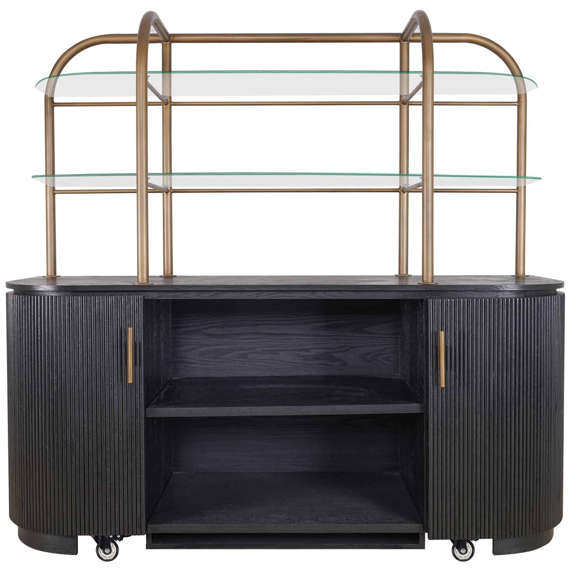 Wandkast Salerno - Zwart Eiken - 200cm - Wieltjes