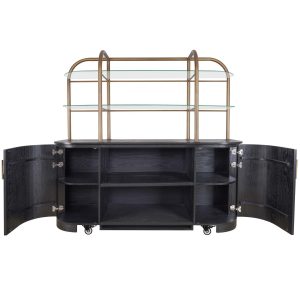 Alternative view of Wandkast Salerno - Zwart Eiken - 200cm - Wieltjes