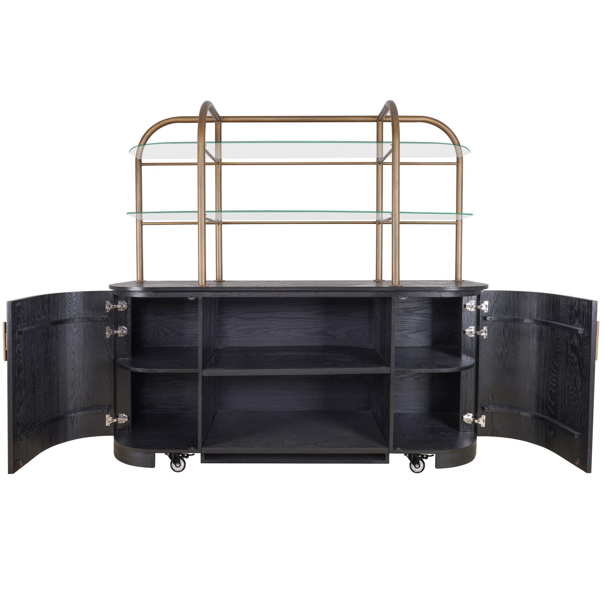 Wandkast Salerno - Zwart Eiken - 200cm - Wieltjes - Afbeelding 2