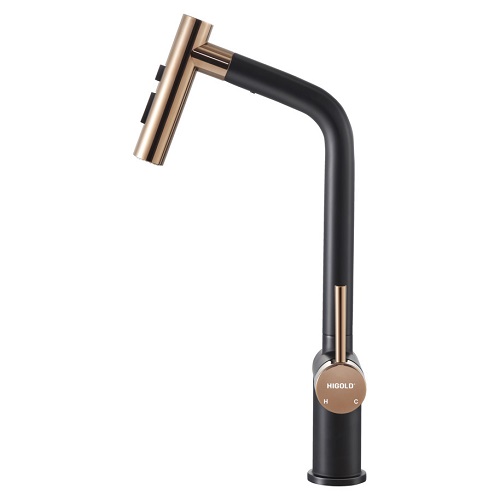 Higold BN1.0 Uittrekbare Keukenkraan - Rosé/Zwart - 42,5 cm