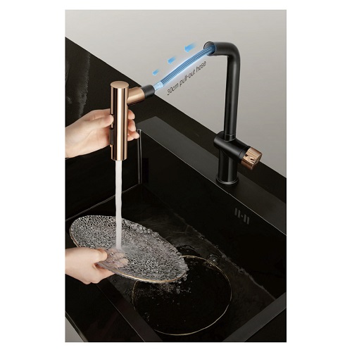 Higold BN1.0 Uittrekbare Keukenkraan - Rosé/Zwart - 42,5 cm - Afbeelding 2