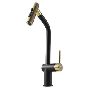 Alternative view of Higold BN1.0 Uittrekbare Keukenkraan - Goud/Zwart - 42,5 cm