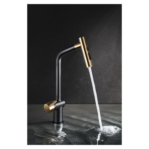 Higold BN1.0 Uittrekbare Keukenkraan - Goud/Zwart - 42,5 cm - Afbeelding 3