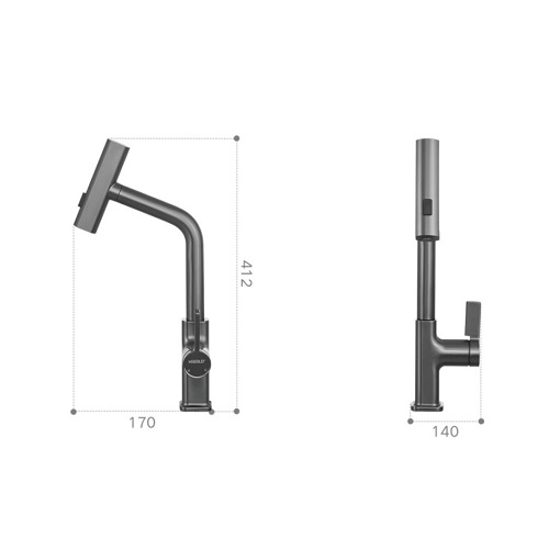 Higold AN4.0 Uittrekbare Keukenkraan - Gun Metal - 41,2 cm - Afbeelding 7