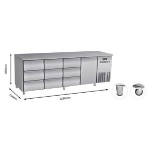 Select Cuisine Koelwerkbank - 564 liter - CC4190 - RVS - 1 Deurs - 9 Lades OUTLET
