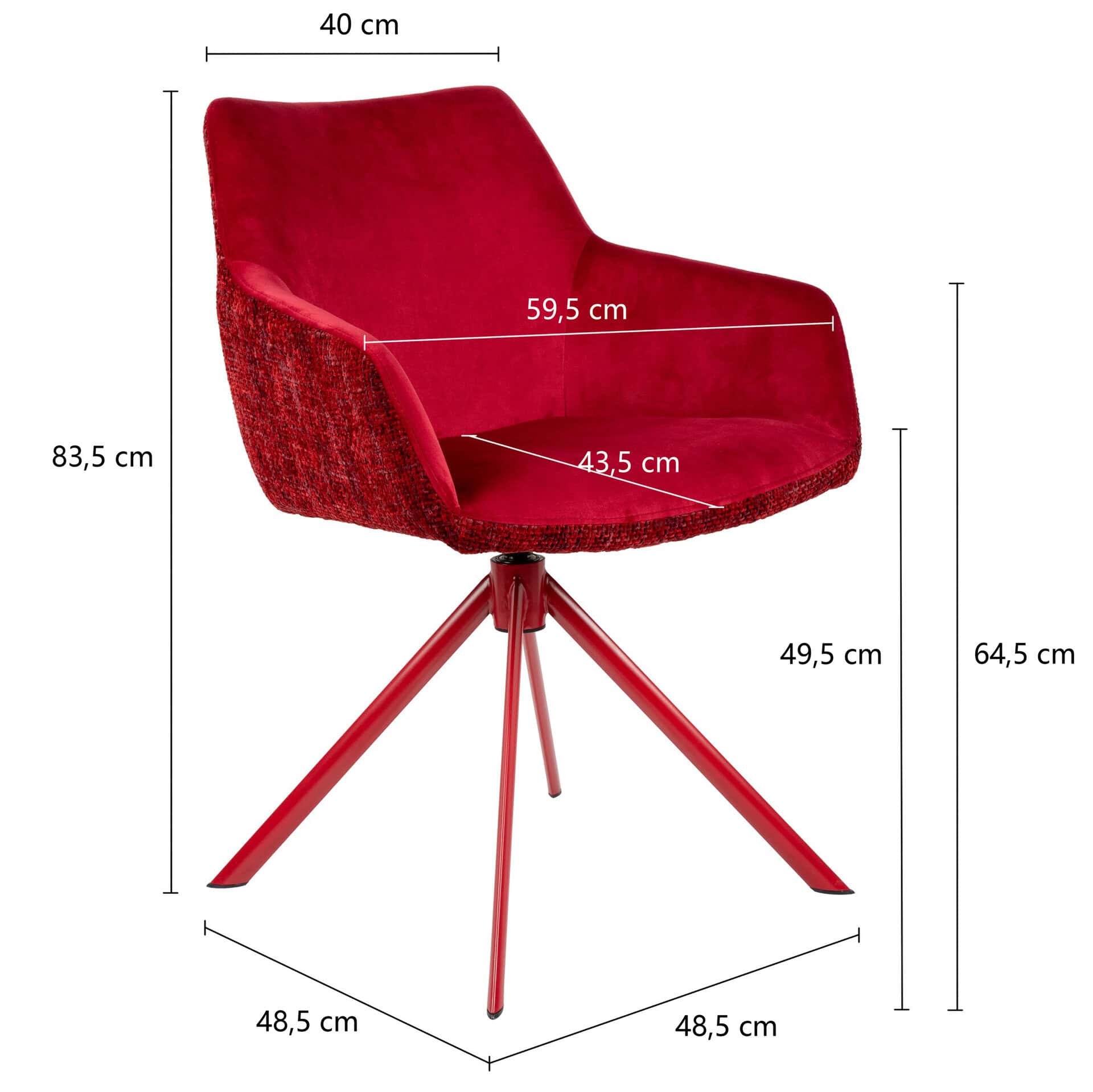 Armstoel Corazon - Wijnrood - 360° draaibaar - Afbeelding 2
