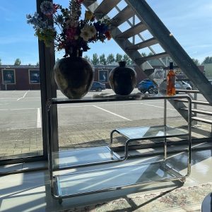 CURVE END TABLE W/ GLASS - OUTLET