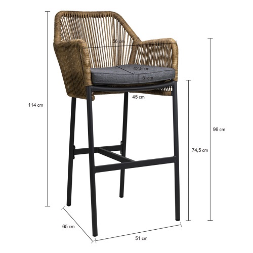 Terrasbarkruk Baleric - Armleuning - Naturel - Afbeelding 3