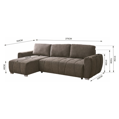 (Slaap)Bank + Chaise Longue Morgan - Donkerbruin - Afbeelding 7