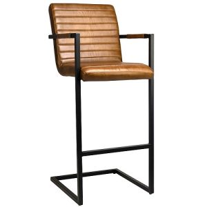 Barkruk Kess – Cognac – Buffelleer - Gebruikt