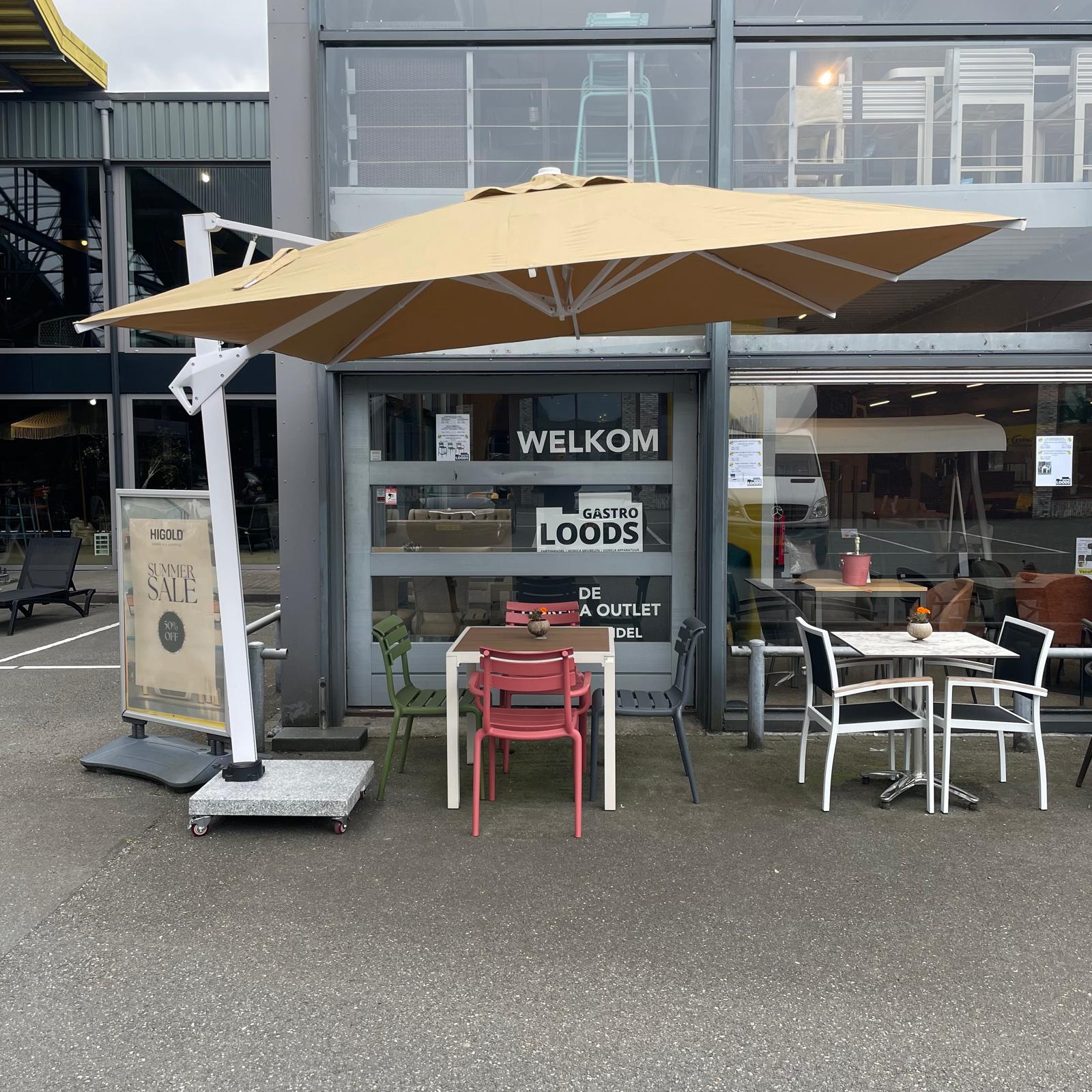 HiGold Zweefparasol Ecru/Wit - 3 x 3