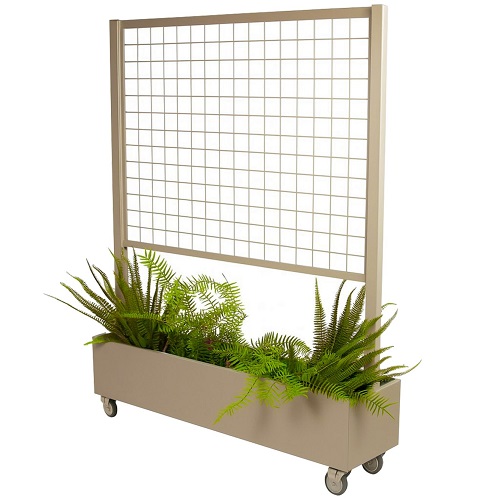 Verrijdbaar windscherm met plantenbak gaaspaneel