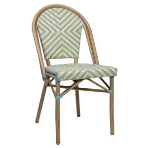 Terrasstoel Toby - Licht Bamboe - Blauw/Beige