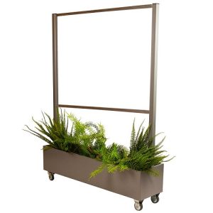 Verrijdbaar windscherm met plantenbak glas
